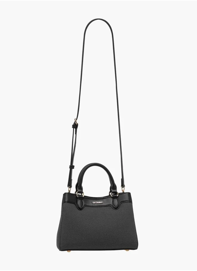 Le Confort Women Panelled Tote Bag with Detachable Strap and Button Closure