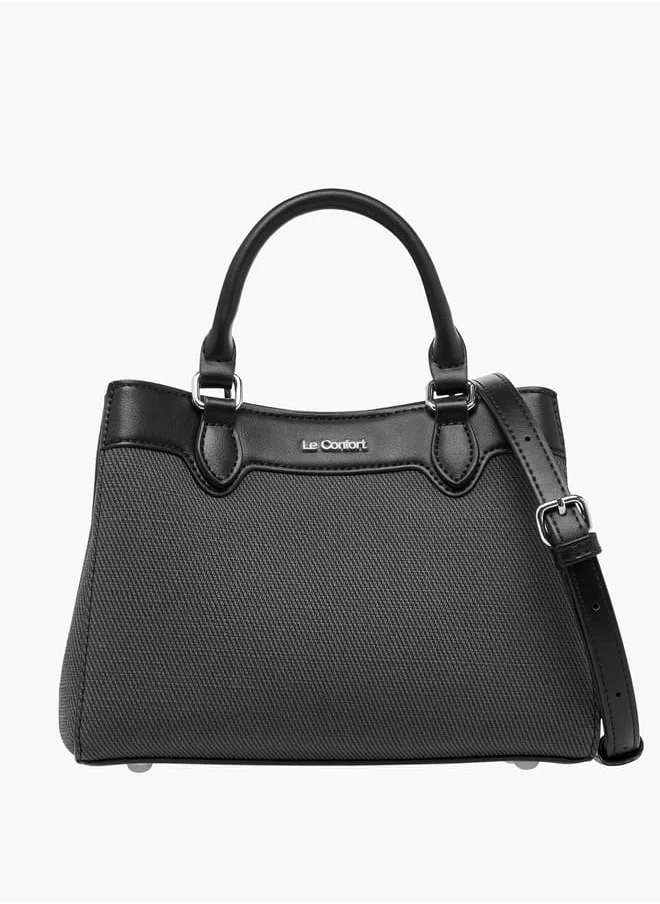 لو كونفورت Women Panelled Tote Bag with Detachable Strap and Button Closure