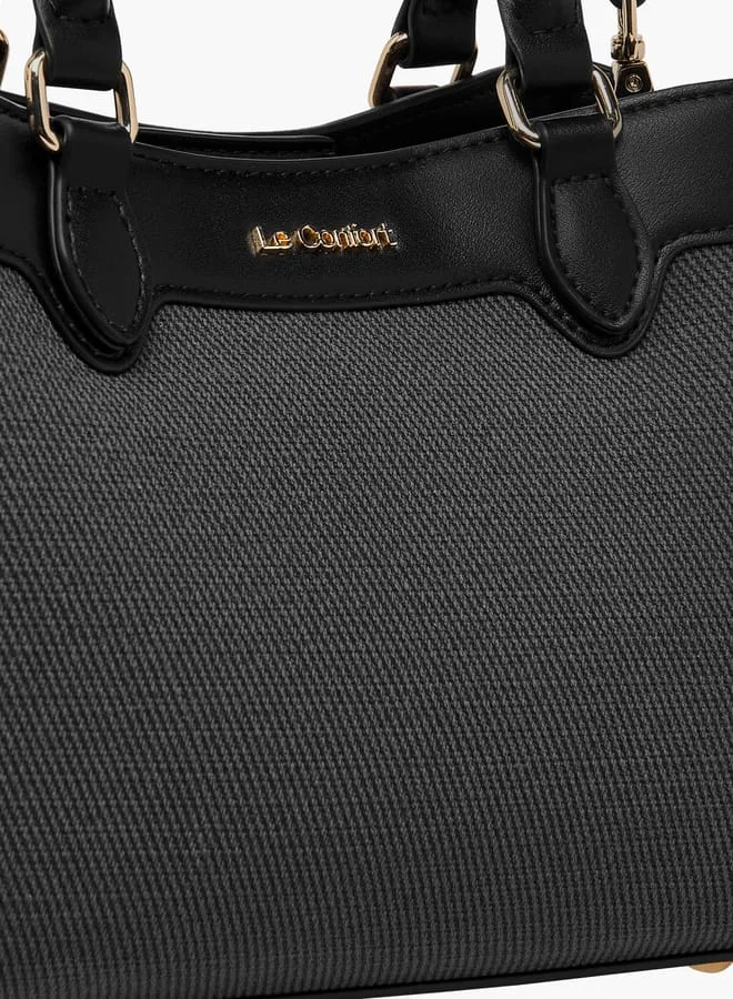 Le Confort Women Panelled Tote Bag with Detachable Strap and Button Closure