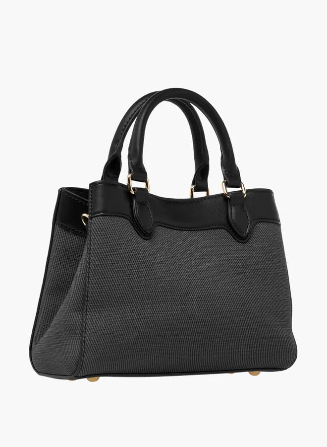 Le Confort Women Panelled Tote Bag with Detachable Strap and Button Closure