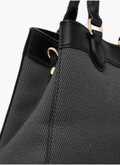 Le Confort Women Panelled Tote Bag with Detachable Strap and Button Closure  - Image 5