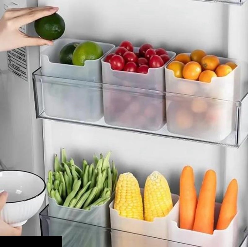 SPECIFY 4 Fridge Multipurpose Containers - Space-Saving Refrigerator Side Door Organizer for Kitchen Fruits, Vegetables - Transparent Storage Boxes - Image 4
