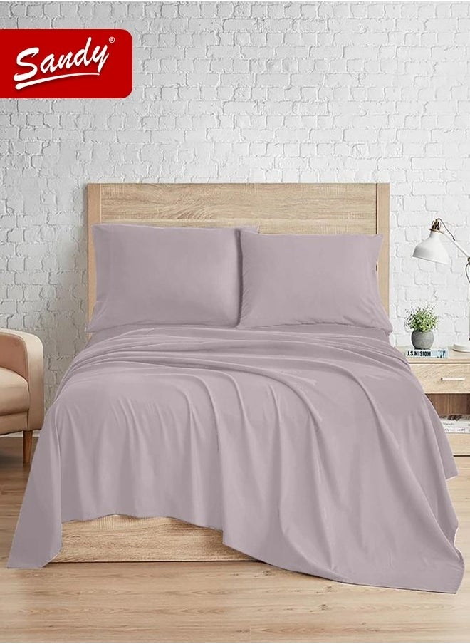 Sandy Sandy Premium Hotel Quality Flat Sheet and Pillow Cases, Bed Sheet 3 Pieces Set, Soft & Breathable and Cooling, Full Size 243 x 205 cm, Light Grey  - Image 1