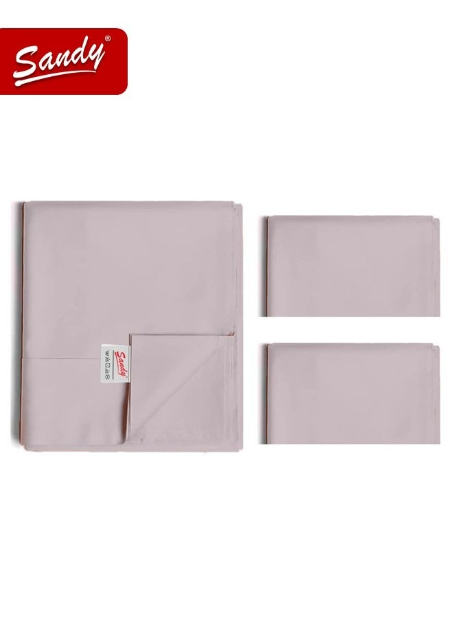 Sandy Sandy Premium Hotel Quality Flat Sheet and Pillow Cases, Bed Sheet 3 Pieces Set, Soft & Breathable and Cooling, Full Size 243 x 205 cm, Light Grey  - Image 2