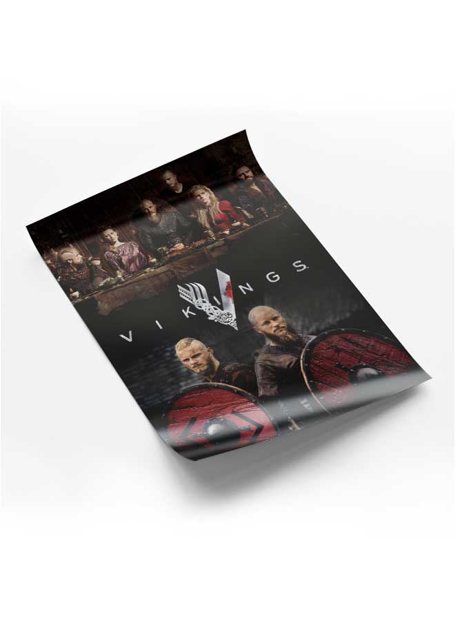 LOWHA Poster Painting Art With Four Separate Pieces Of Double-Sided Stickers Vikings  For Home Bedroom Living Room And Office Decor  - Image 1