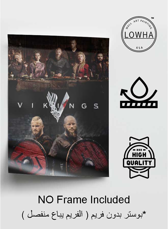 LOWHA Poster Painting Art With Four Separate Pieces Of Double-Sided Stickers Vikings  For Home Bedroom Living Room And Office Decor  - Image 3