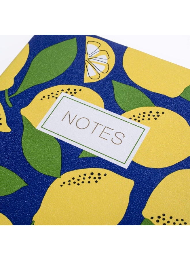 Graphique دفتر دوار من الجلد النباتي برسوم الليمون – 7” × 9” ، 192 صفحة مخططة ، مزين بالذهب على الغلاف – مثالي لتدوين الملاحظات والقوائم والمزيد - Image 2