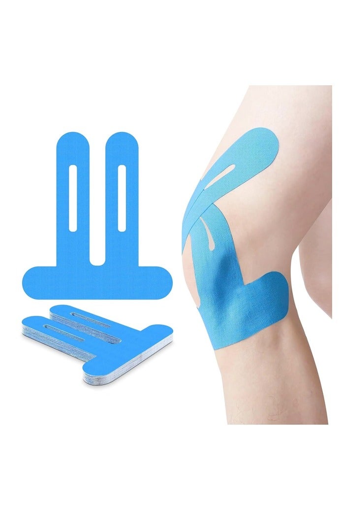 10pcs Precut Tape for Knees, Breathable Elastic Athletic Muscle Tape Strips Flexible, Waterproof Sport Knee Support Patch Stickers for Knee Pain Stability - Image 1