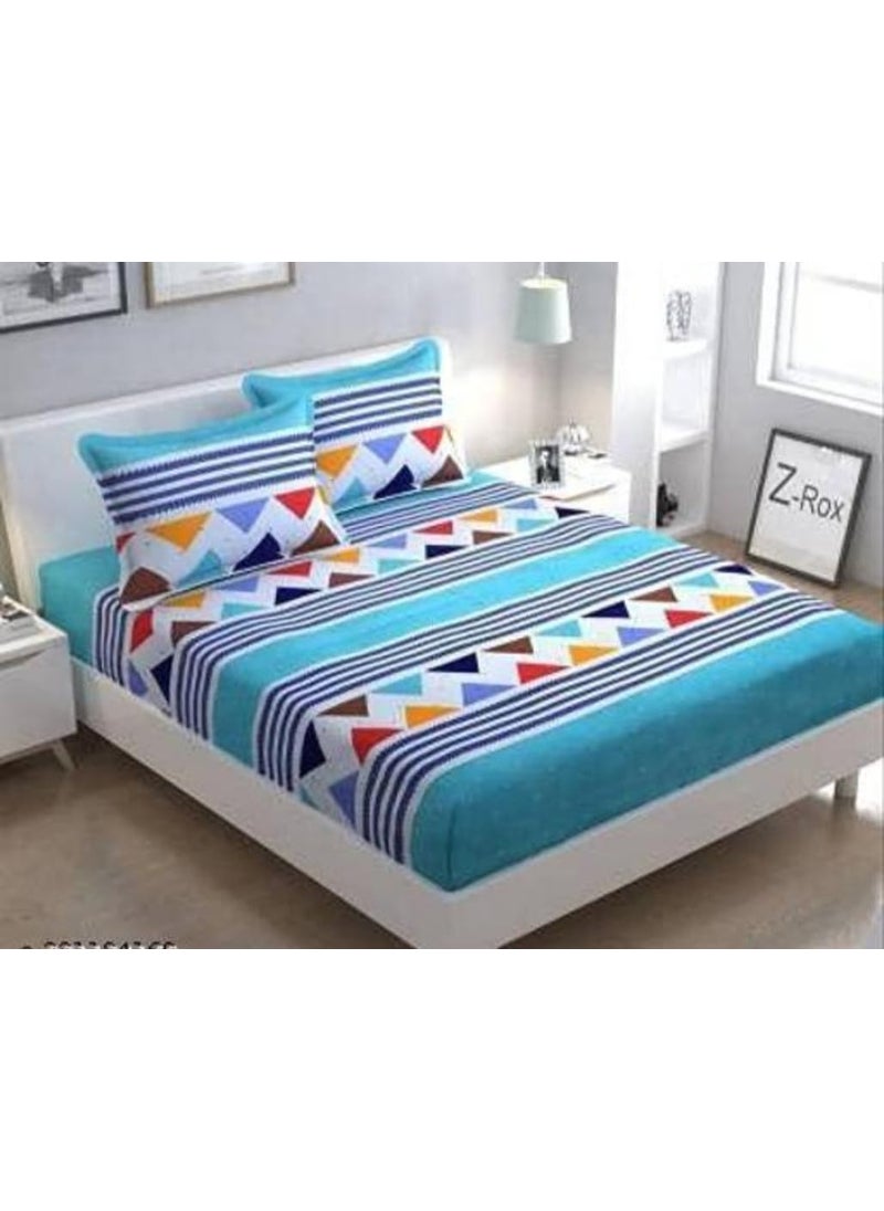 Generic Fitted Cotton Bedsheet Elastic with 2 Pillow Covers GEWAA803_fs1109  - Image 1