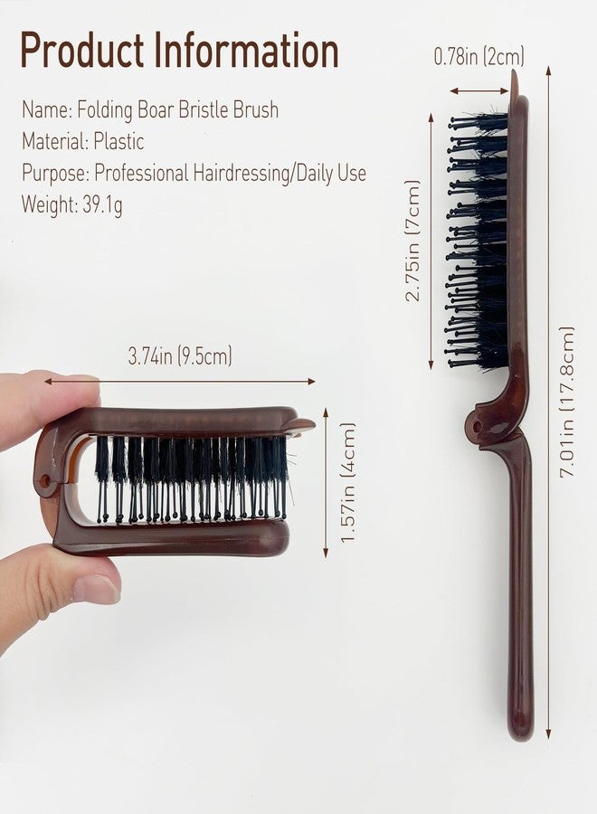 Jaasuee Travel Folding Hair Brush – Portable Pocket-Sized Boar Bristle Brush for All Hair Types, Ideal for Men, Women, and Kids, Enhances Shine, for Wet or Dry Hair - Image 2