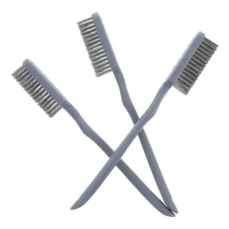3Pcs Heavy Duty Steel Wire Cleaning Brush Set With Gray Handle for Rust Removal - Image 2