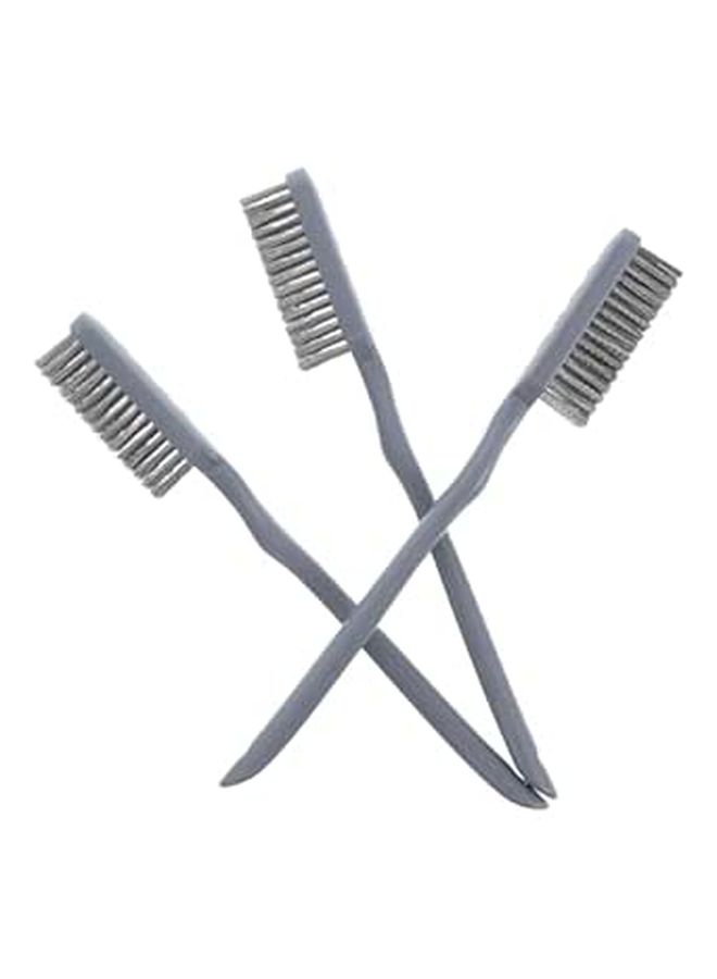 3Pcs Heavy Duty Steel Wire Cleaning Brush Set With Gray Handle for Rust Removal - Image 1