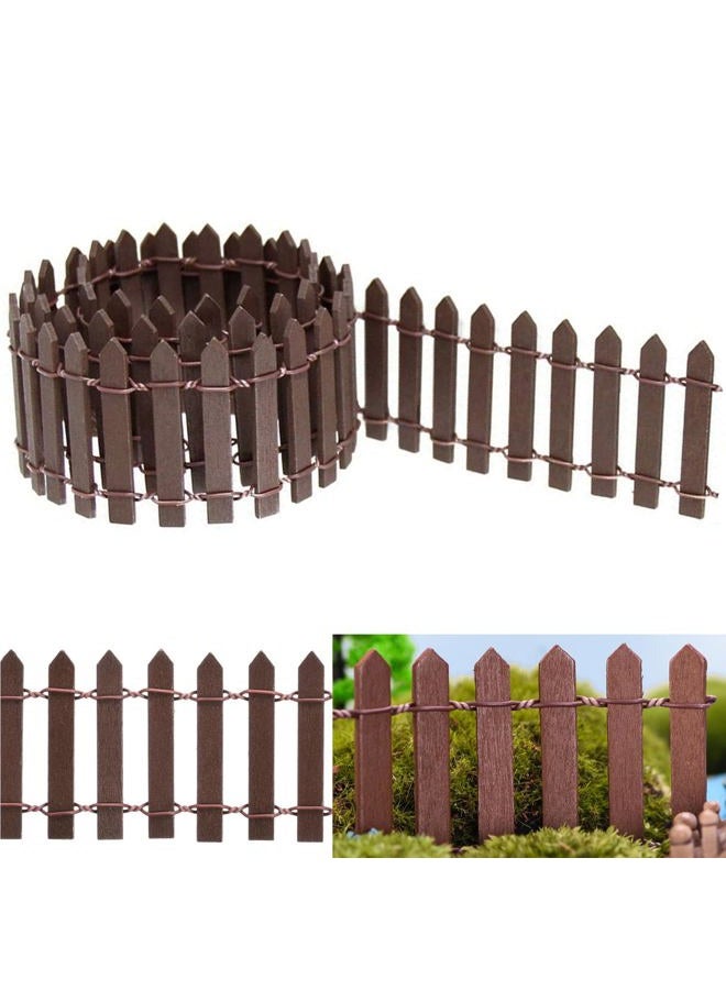 CozyCove Miniature Fairy Garden Fence, Wood & Iron Wire, Brown, Whimsical Cottage Style, 35.4 Inches, Perfect for DIY Flowerpot Decoration & Dollhouse - Image 1