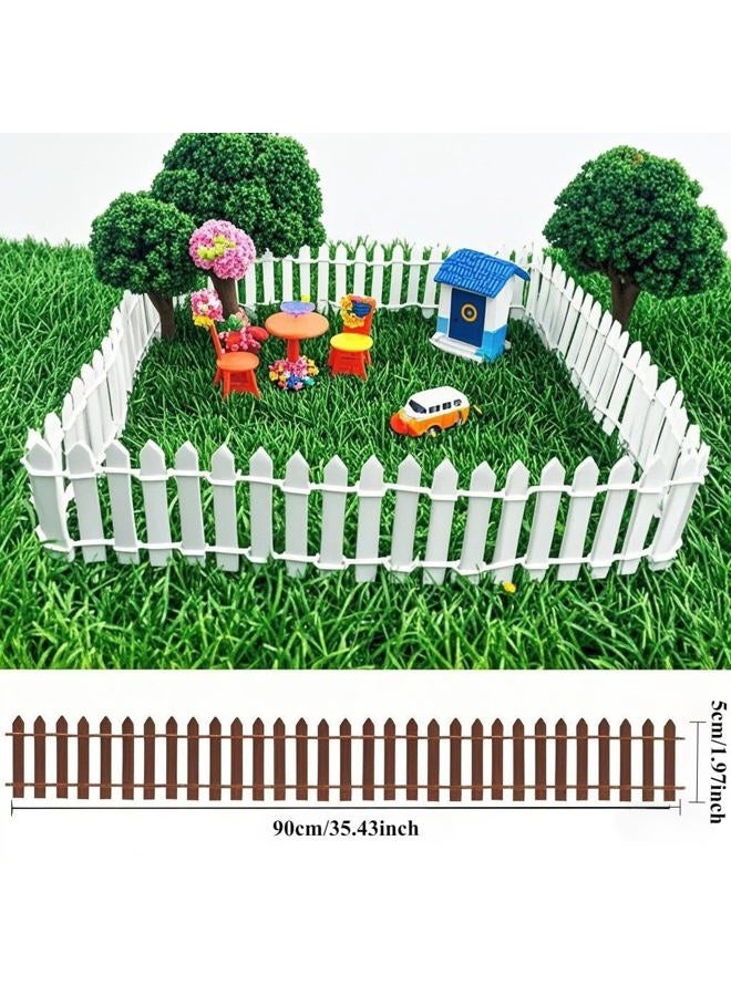 CozyCove Miniature Fairy Garden Fence, Wood & Iron Wire, Brown, Whimsical Cottage Style, 35.4 Inches, Perfect for DIY Flowerpot Decoration & Dollhouse - Image 3