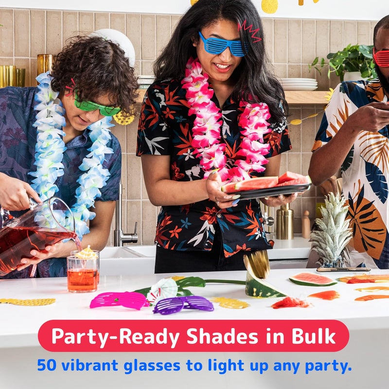 PREXTEX Mega Pack 50 Pairs of Kids Plastic Shutter Shades Glasses Shades Sunglasses Eyewear Party Favors and Party Props Assorted Colors Last Day of School Gifts for Kids - Image 2