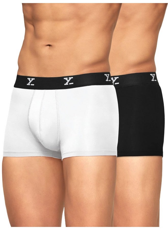 XYXX - XYXX Men's Underwear Ace IntelliSoft Antimicrobial Micro Modal Trunk Pack of 2 (Black;White; S) - Image 1