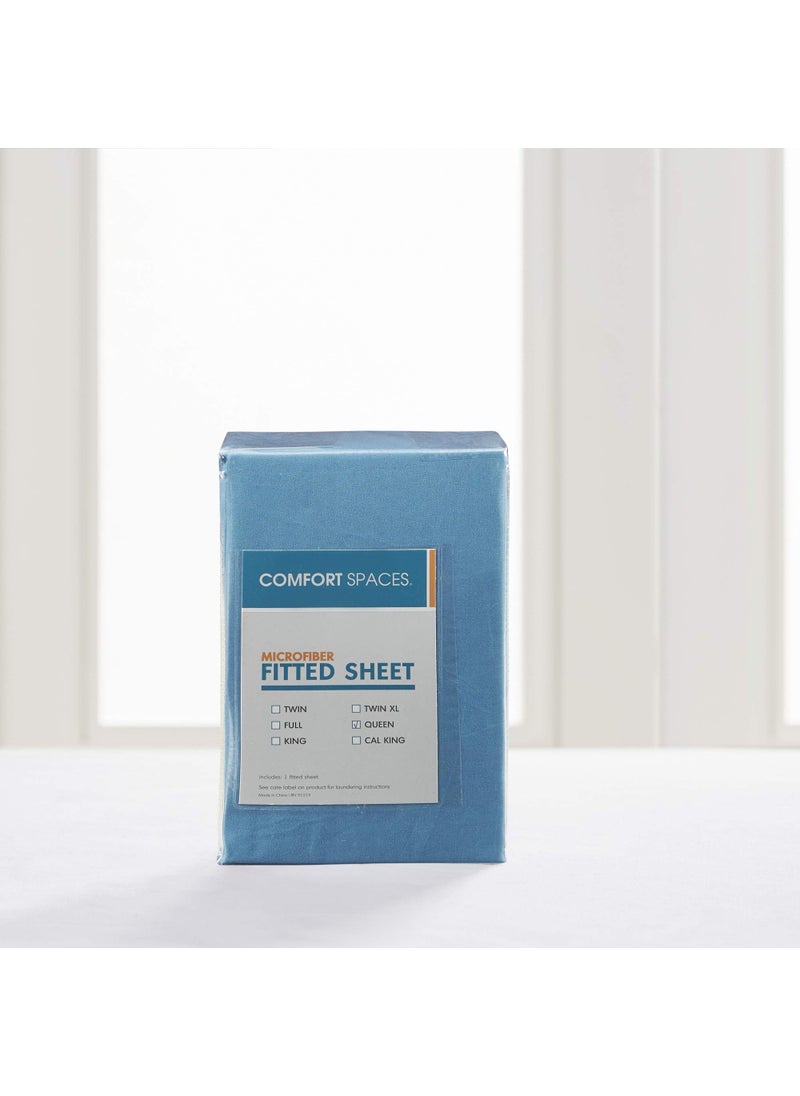 Comfort Spaces Comfort Spaces Microfiber Bed Fitted Sheet 14"" Deep Pocket  Wrinkle Resistant  All Around Elastic - Year-Round Cozy Bedding  Fitted Sheet ONLY  Full  Teal  - Image 3