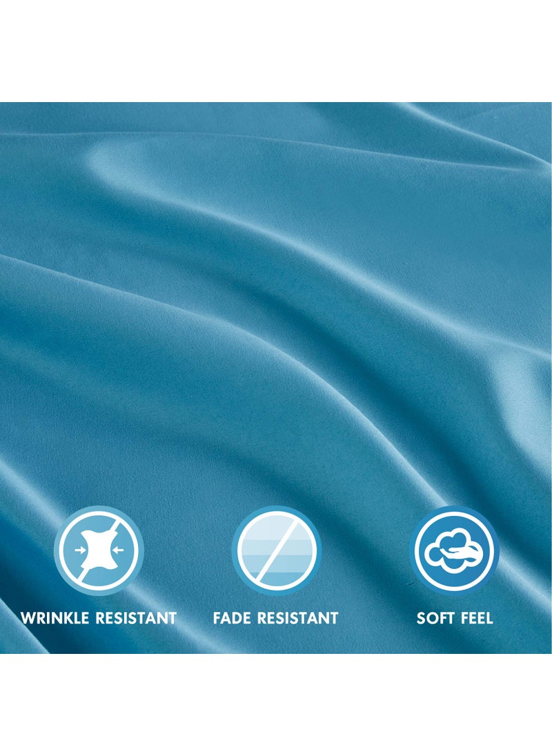 Comfort Spaces Comfort Spaces Microfiber Bed Fitted Sheet 14"" Deep Pocket  Wrinkle Resistant  All Around Elastic - Year-Round Cozy Bedding  Fitted Sheet ONLY  Full  Teal  - Image 4