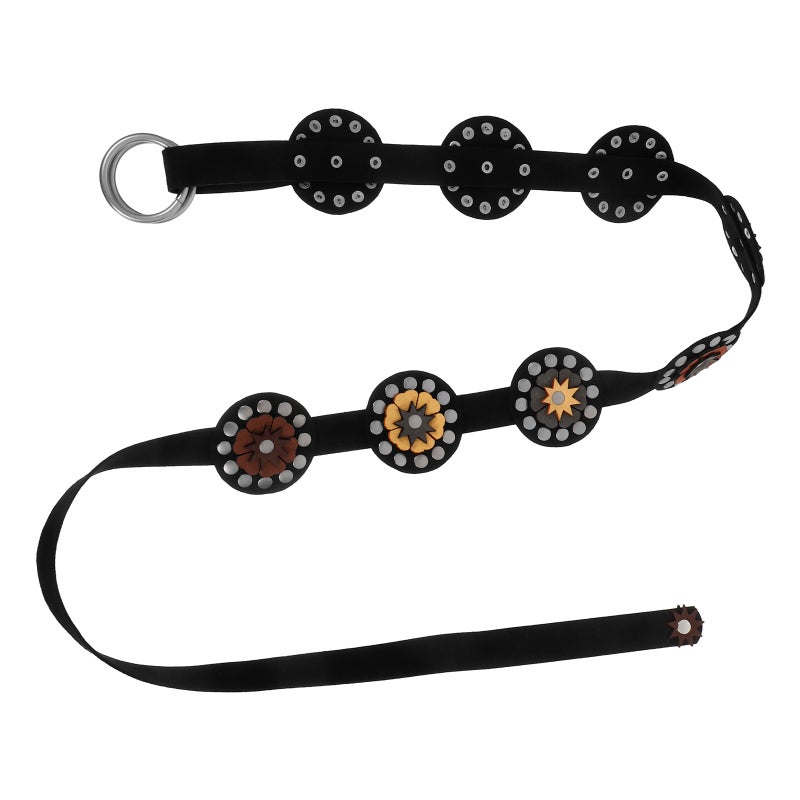 Hollow Disc Belt Western Style Exaggerated Wide Disc Metal Buckle Western Metal Belt For Jeans Black - Image 4