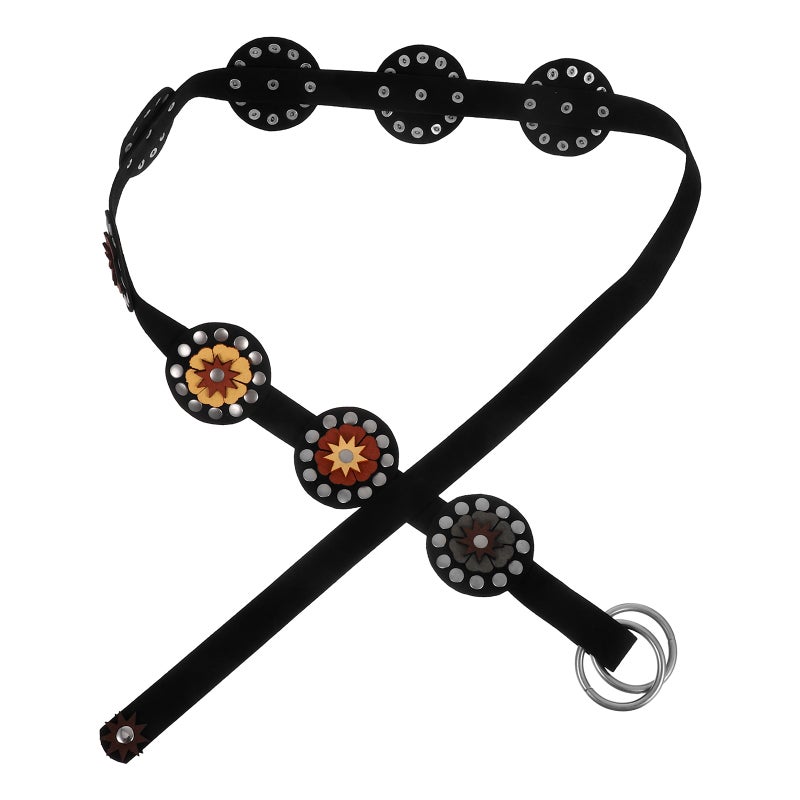 Hollow Disc Belt Western Style Exaggerated Wide Disc Metal Buckle Western Metal Belt For Jeans Black - Image 1