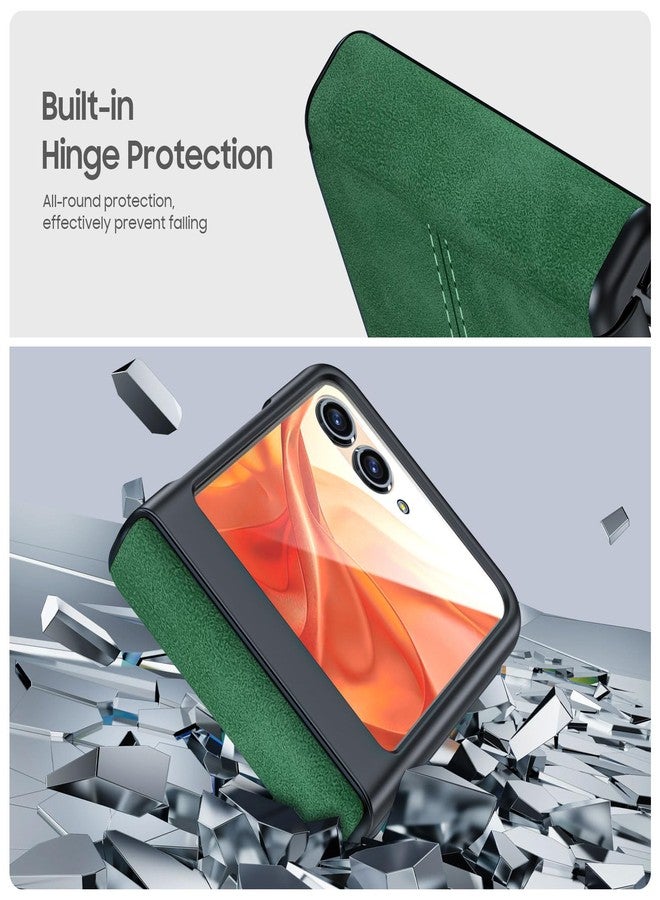 BSNRM for Motorola Razr 2024 Case/Razr 2025 Case, Built-in Screen Protector & Hinge Protection & Ultra Thin PU Leather Matte PC Shockproof Phone Cover Smartphone Case for Moto Razr 2024/2025(Green) - Image 5