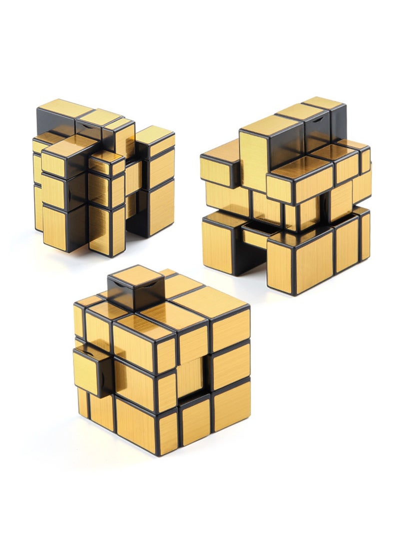Children's science education puzzle three-level Rubik's Cube 5.7cm gold sticker mirror Rubik's Cube toy - Image 2
