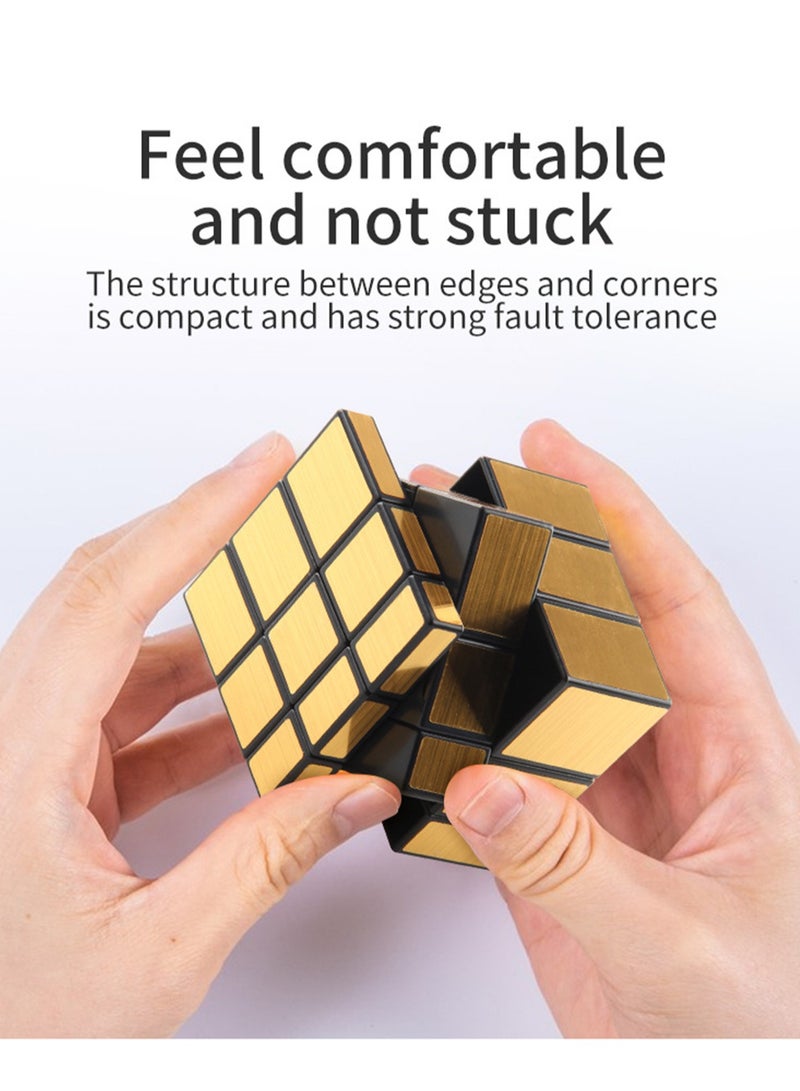Children's science education puzzle three-level Rubik's Cube 5.7cm gold sticker mirror Rubik's Cube toy - Image 4