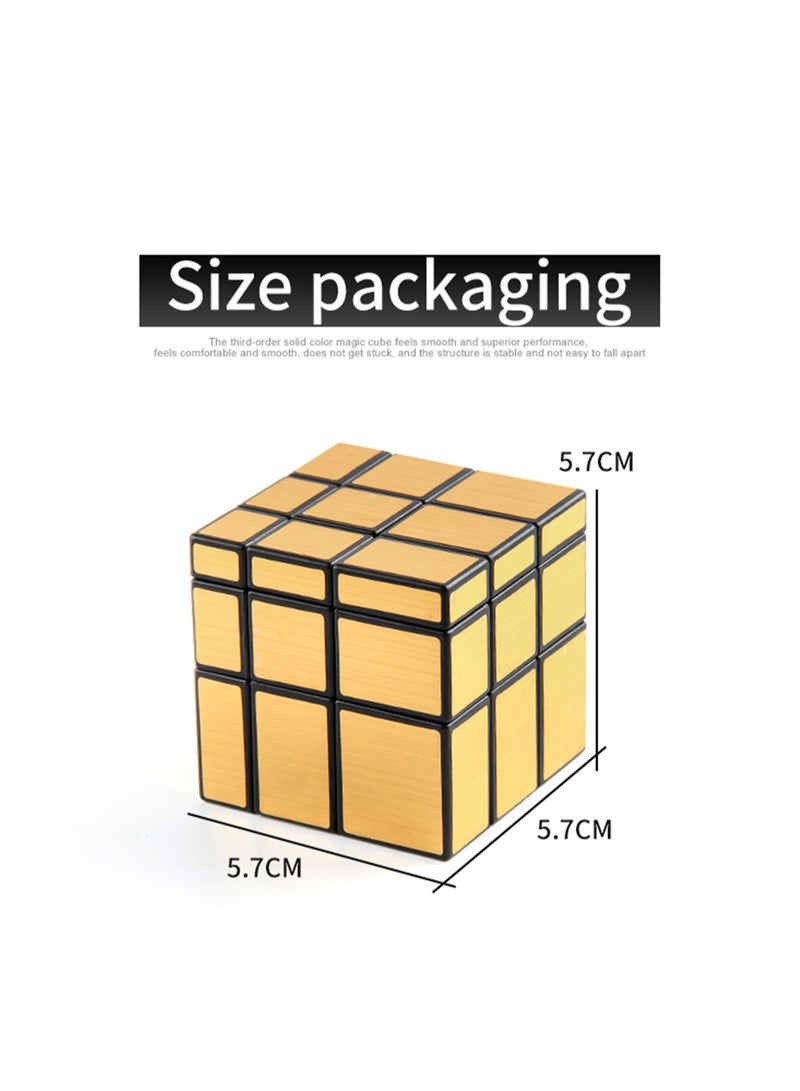 Children's science education puzzle three-level Rubik's Cube 5.7cm gold sticker mirror Rubik's Cube toy - Image 3