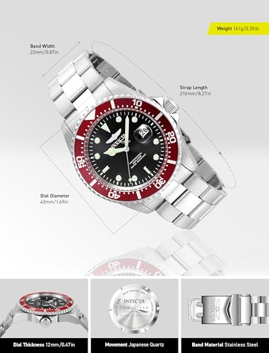 Invicta ساعة إنفيكتا للرجال 22020 برو دايفر بعرض تناظري كوارتز فضية - Image 3