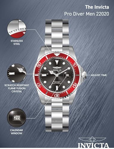 Invicta ساعة إنفيكتا للرجال 22020 برو دايفر بعرض تناظري كوارتز فضية - Image 4
