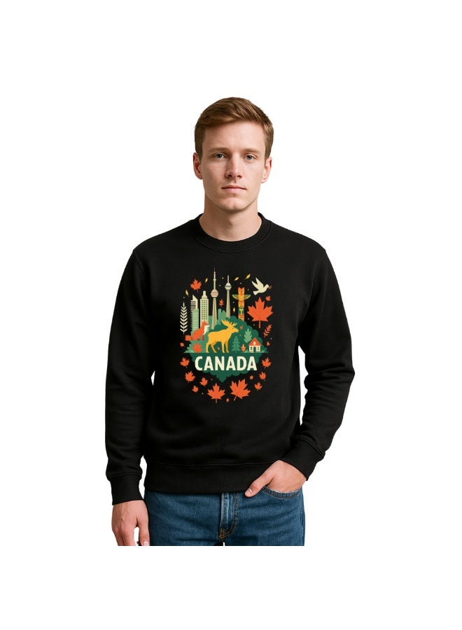 PRINTSHOP4ME Canada Men’s Sweatshirt–Canada-Themed Graphic Print–Full Sleeve Soft Cotton Sweatshirt–Comfortable And Stylish For Travel,Casual Wear&Outdoor Use  - Image 1