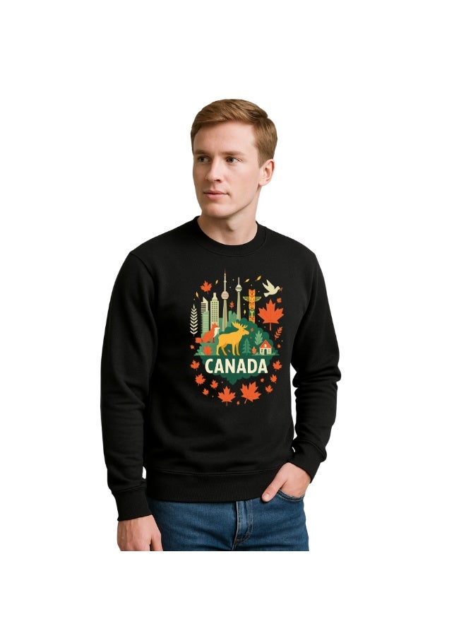 PRINTSHOP4ME Canada Men’s Sweatshirt–Canada-Themed Graphic Print–Full Sleeve Soft Cotton Sweatshirt–Comfortable And Stylish For Travel,Casual Wear&Outdoor Use  - Image 2