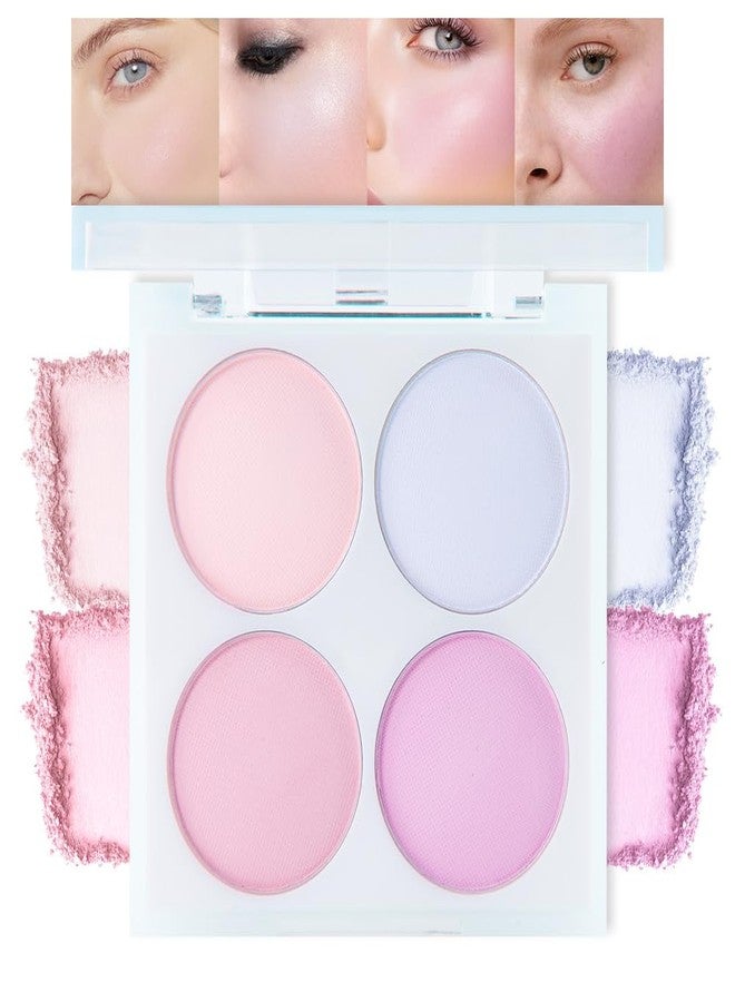 HHLTOH Face Blushes Quads, Matte Blush Makeup Palette, Light Pink Lavender Dark Pink and Mauve Cream Blushes Palette, Makeup for Older Women, Natural Pigmented Paleta de rubor 4 colores - Image 1