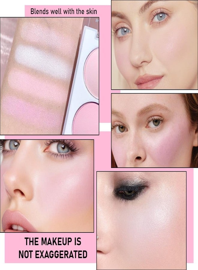 HHLTOH Face Blushes Quads, Matte Blush Makeup Palette, Light Pink Lavender Dark Pink and Mauve Cream Blushes Palette, Makeup for Older Women, Natural Pigmented Paleta de rubor 4 colores - Image 4