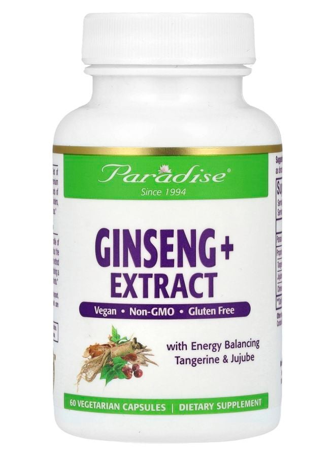 Paradise Herbs Ginseng+ Extract 60 Vegetarian Capsules