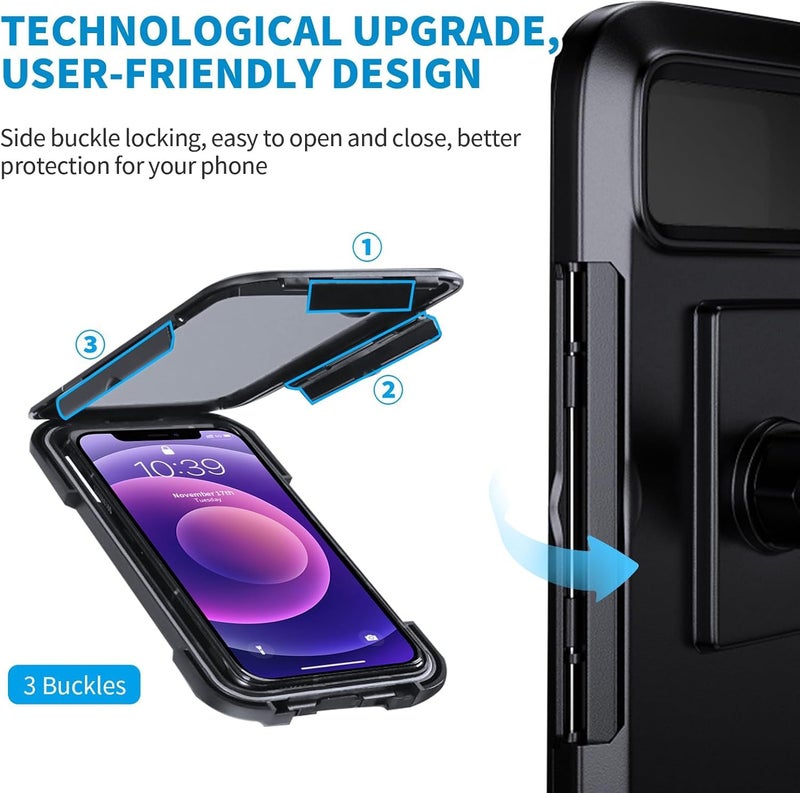Vnockd Mobile Phone Holder for Bike Waterproof,Motorcycle Handlebar Mount,Mountain Bicycle Cellphone Clamp,Scooter Phone Clip Freely Adjustable Height and 360°Rotation,Suitable for Any Smartphone - Image 4