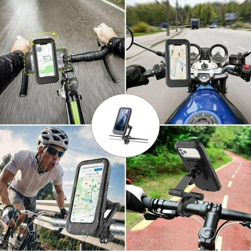 Vnockd Mobile Phone Holder for Bike Waterproof,Motorcycle Handlebar Mount,Mountain Bicycle Cellphone Clamp,Scooter Phone Clip Freely Adjustable Height and 360°Rotation,Suitable for Any Smartphone - Image 2