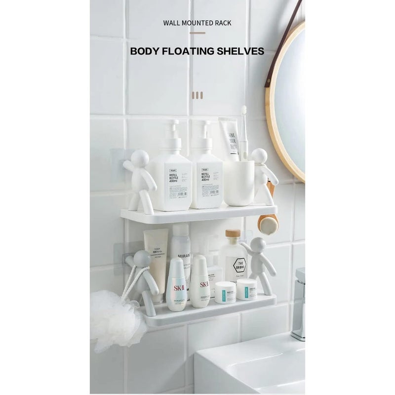 Kechen Floating Shelf Wall Mounted for Bathroom Rack self Adhesive for Storage Shelf Bathroom Organizer Without Drill Pack of 1
