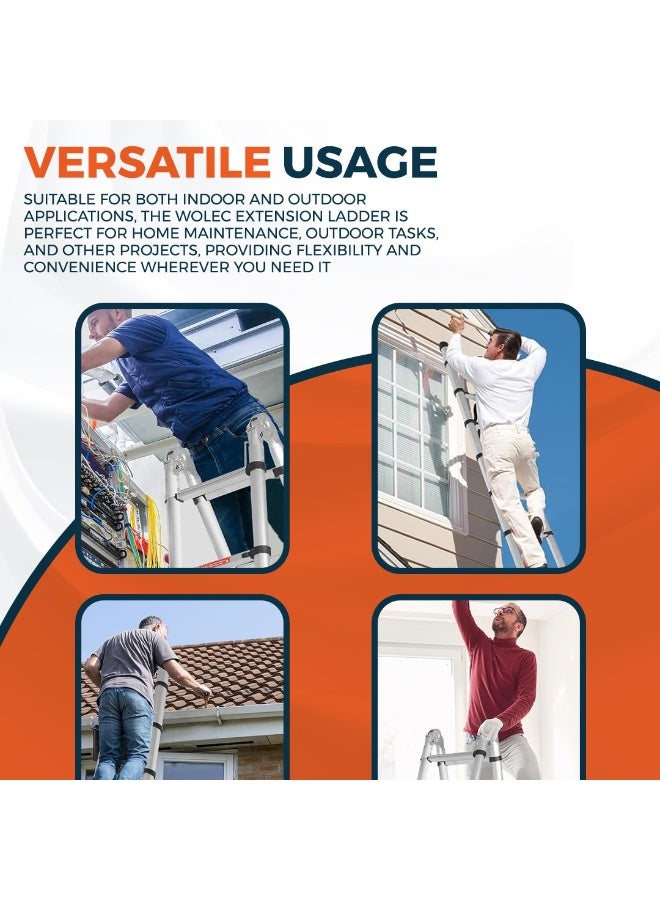 3.2M Double Telescopic Aluminum Ladder – Strong, Lightweight & Durable with Wide Steps and Secure Double Lock System – Ideal for Home, Professional, and DIY Projects - Image 4