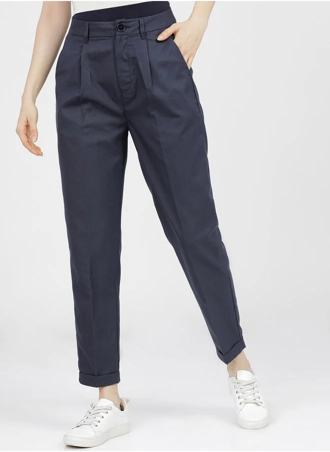 Tokyo Talkies High Rise Pleated Crop Trousers