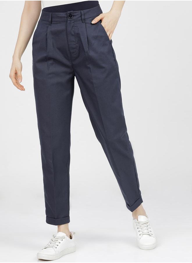 Tokyo Talkies High Rise Pleated Crop Trousers by Styli  - Image 1