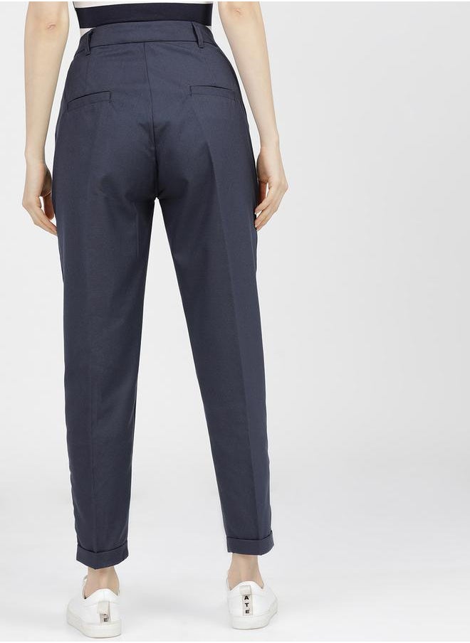 Tokyo Talkies High Rise Pleated Crop Trousers by Styli  - Image 3