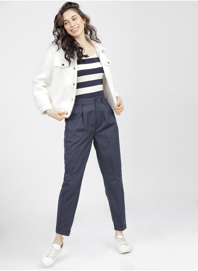 Tokyo Talkies High Rise Pleated Crop Trousers by Styli  - Image 4
