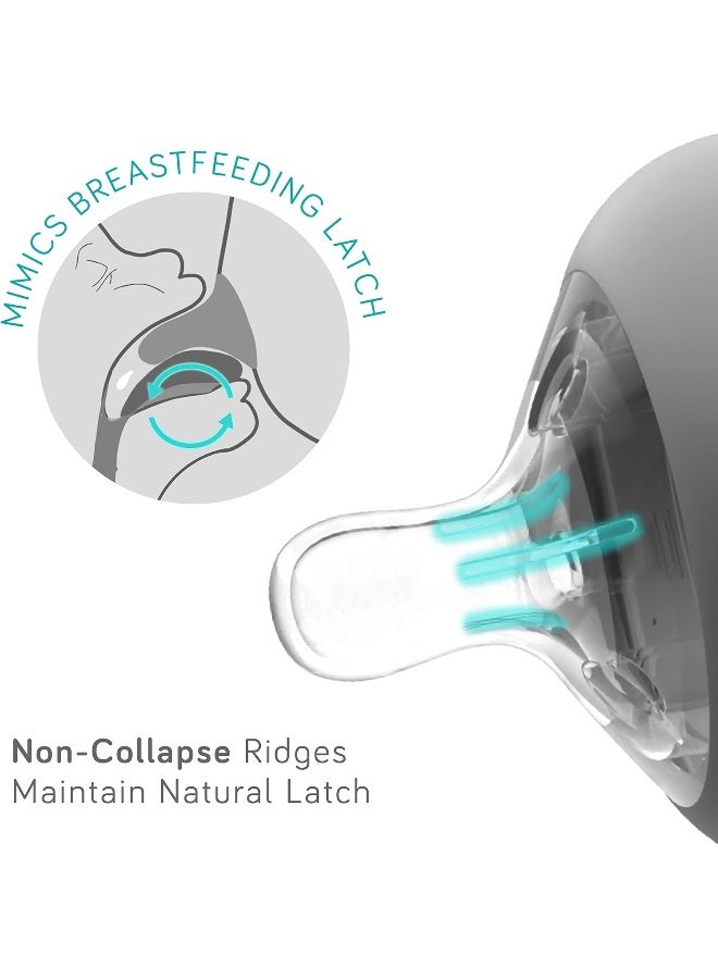 Nanobébé Flexy Silicone Baby Bottle, Anti-Colic, Natural Feel, Non-Collapsing, Non-Tip Stable Base, Easy to Clean 3-Pack, Teal, 5 oz, 150 ml - Image 4