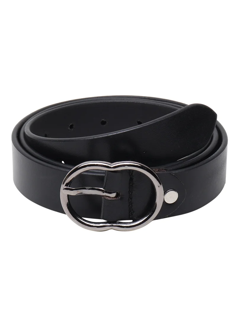 Teakwood  Teakwood Genuine Leather Belt for Women | Black Leather Finish | Slim Waist Belt | Oval Metal Buckle | Comfortable Daily Wear | Casual & Formal Styling | Dresses, Jeans, Trousers & Office Wear for Women | Best Price UAE