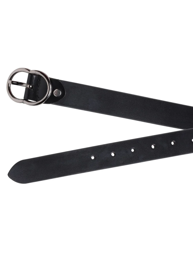 Teakwood  Teakwood Genuine Leather Belt for Women | Black Leather Finish | Slim Waist Belt | Oval Metal Buckle | Comfortable Daily Wear | Casual & Formal Styling | Dresses, Jeans, Trousers & Office Wear for Women | Best Price UAE