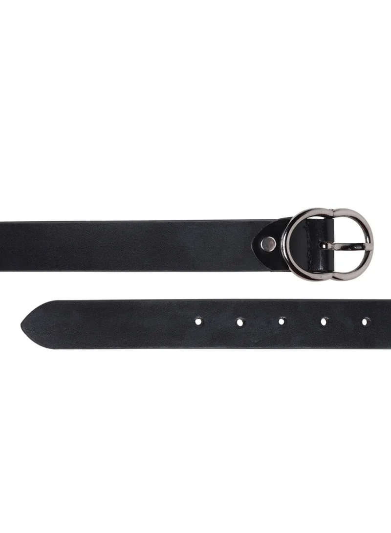 Teakwood  Teakwood Genuine Leather Belt for Women | Black Leather Finish | Slim Waist Belt | Oval Metal Buckle | Comfortable Daily Wear | Casual & Formal Styling | Dresses, Jeans, Trousers & Office Wear for Women | Best Price UAE