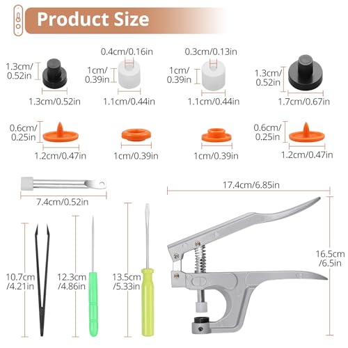 Kamtop Snaps and Snap Pliers Set, 408 Sets T5 Plastic Snap Buttons 24 Colors, Snap Fasteners Snap Press Pliers Snaps Starter Kit Snap Setter Tool for Clothes Sewing Bibs Rain Coat DIY Crafting - Image 2