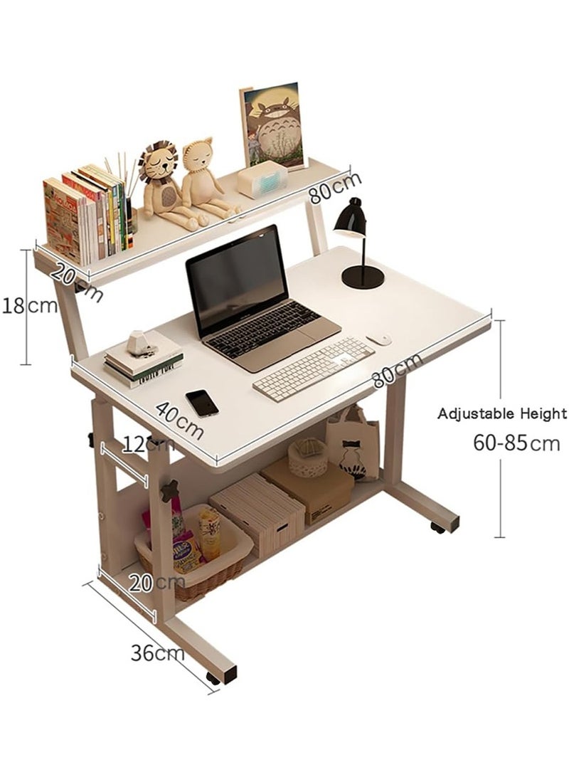 TAPIT Home Study Office Computer Desk, Multi Purpose Study Desk Table with Storage Shelf and Bookshelf, Space Saving Design Desk for Home and Office, Height Adjustable 60-85cm (White) - Image 2