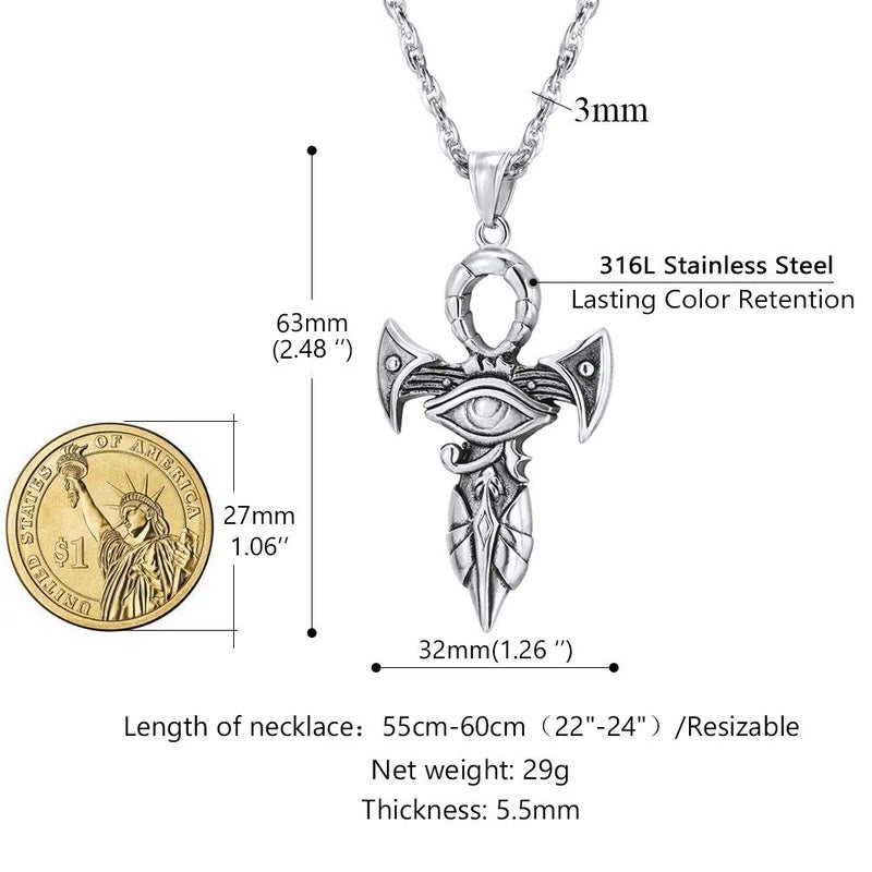 PROSTEEL Ankh Cross Pendant Necklace Amulet Ancient Egyptian Protection Necklace Stainless Steel Men Jewelry - Image 4